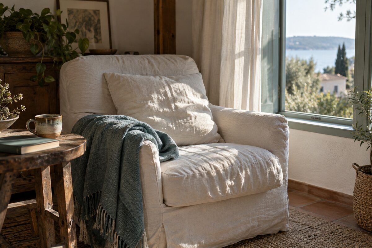 Sillón junto a una ventana que representa la dificultad de parar y descansar durante el duelo